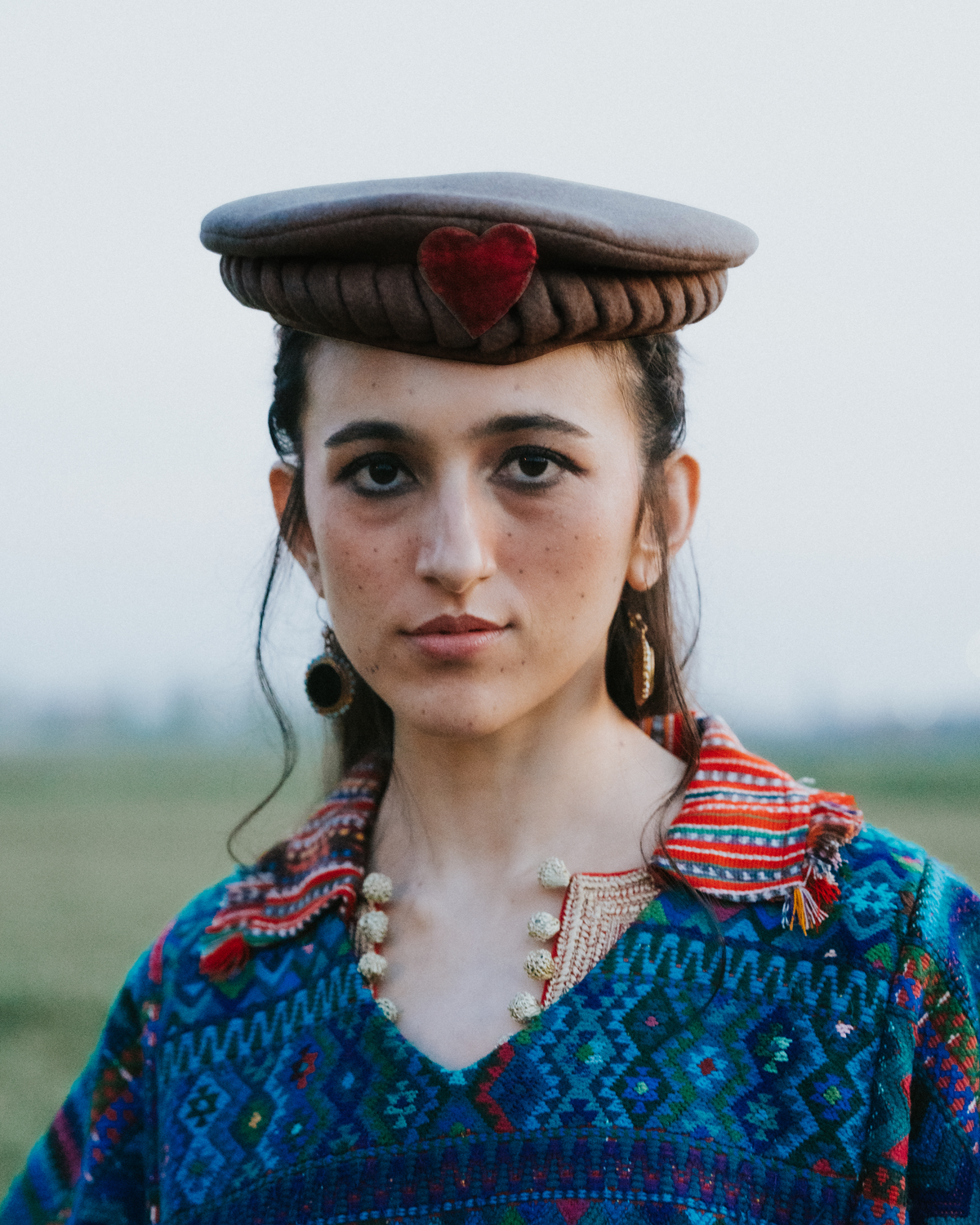 Chitrali cap with Red Heart Detail